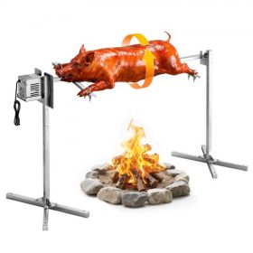   VEVOR forgónyárs, AC220-240V 8 szintű magasságú elektromos forgónyárs grillkészlet, BBQ grillek forgónyárs készlet 60 kg teherbírással, 38 W-os motor, rozsdamentes acél automata grillkészletek partikhoz