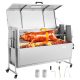 VEVOR forgónyárs grill, 38 W-os BBQ kültéri sertés- és báránynyárs sütő, faszenes nyárs sütő 60 kg-os kapacitással, kerekekkel és 4 szintű magassággal, rozsdamentes acél forgónyárs grillkészlet kempingezéshez, kültéri partikhoz
