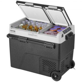   VEVOR hordozható autós hűtőszekrény, 12 voltos autós hűtőszekrény, 58 l / 61,5 QT kétzónás hordozható fagyasztó, -4℉-68℉ állítható hőmérséklet, kompresszoros hűtő otthonra, kültéri használatra, kempingezéshez, lakókocsihoz, autóho