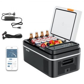   VEVOR autós hűtőszekrény, DC 12/24V AC 100-240V kompresszoros elektromos hűtő, -20°C-tól 20°C-ig autós hűtőszekrény alkalmazásvezérléssel, 20 literes autós fagyasztó lakókocsikhoz, kempingekhez, hajókhoz, kempingezéshez, horgászat