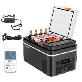   VEVOR autós hűtőszekrény, DC 12/24V AC 100-240V kompresszoros elektromos hűtő, -20°C-tól 20°C-ig autós hűtőszekrény alkalmazásvezérléssel, 22 literes autós fagyasztó lakókocsikhoz, kempingekhez, hajókhoz, kempingezéshez, horgászat