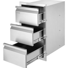   VEVOR 201 rozsdamentes acél, háromfiókos kültéri konyhai grillsziget, 48,3 cm x 66 cm