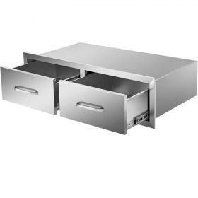   VEVOR kültéri konyhai fiókok 76 cm széles x 25 cm magas x 51 cm mély, vízszintes dupla BBQ hozzáférésű fiókok rozsdamentes acélból, fogantyúval, BBQ sziget fiókok kültéri konyhákhoz vagy terasz grillállomáshoz