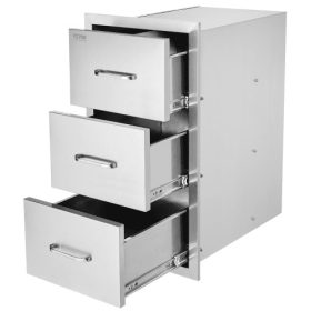   VEVOR kültéri konyhai fiókok 40 cm széles x 73 cm magas x 50 cm mély, süllyesztett szerelésű, háromszoros hozzáférésű BBQ fiókok, rozsdamentes acél, fogantyúval, BBQ sziget fiókok kültéri konyhákhoz vagy terasz grillállomáshoz