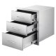 VEVOR kültéri konyhai fiókok 45,3 cm széles x 68,2 cm mély x 68,2 cm magas, háromszoros hozzáférésű rozsdamentes acél BBQ fiókok fogantyúkkal, BBQ sziget fiók kültéri konyhákhoz vagy barbecue sziget terasz grillállomáshoz