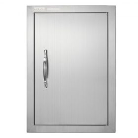   VEVOR BBQ bejárati ajtó, 355x508 mm, kültéri konyhai egyajtó, rozsdamentes acél süllyesztett ajtó, falra szerelhető függőleges ajtó fogantyúval, BBQ szigethez, grillezőállomáshoz, kültéri szekrényhez