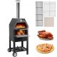 VEVOR kültéri pizzakemencé, 30,5 cm-es fatüzelésű kemence, 2 rétegű pizzakemencé, fatüzelésű kültéri pizzakemencé 2 levehető kerékkel, fatüzelésű pizzasütő kemence, 900℉ maximális hőmérséklet grillezéshez