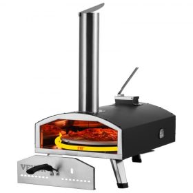   VEVOR 30,5 cm-es kültéri pizzasütő, hordozható fapelletes pizzasütő, vasszóró, kempingezéshez
