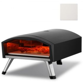   VEVOR kültéri pizzasütő, 12"-os gáztüzelésű pizzakészítő, hordozható kültéri pizzasütő vastagított kordierit pizzakővel, vízálló burkolattal, vaspermet gázsütő összecsukható lábbal kempingezéshez és kertbe