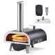 VEVOR kültéri pizzakemencé, 12 hüvelykes fatüzelésű pizzakemencék, pellet pizzakemence hőmérővel és elektromos forgatással, hordozható pizzasütő kültéri, hátsó udvari kempingezéshez, pizzasütő kő, hordtáska, lapát