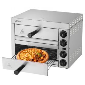  VEVOR elektromos pizzasütő pultra, 12 hüvelykes, 1700 W, hőmérséklet-szabályozással és 0-60 perces időzítővel, egyenletes sütési technológiával és könnyen tisztítható morzsatálcával, ideális mind kereskedelmi, mind otthoni konyhák