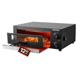   VEVOR Elektromos Pizzakemence, 304,8 mm-es Pultba épített Pizzakemence, 25-300 ℃ hőmérséklet-tartomány, 1450 W-os Beltéri Pizzasütő Időzítővel és Hőmérséklet-szabályozással, Pizzasütő Dupla Fűtőcsővel, Grillráccsal, Konyhai és Ker
