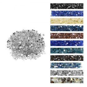   VEVOR tűzüveg, 10 font / 4,5 kg magas hőmérsékletnek ellenálló kandallókövek, 1/2 hüvelykes / 12,7 mm-es fényvisszaverő és füstmentes tűzrakóhely üvegkő, magas fényű kő tereprendezéshez tűzrakóhely asztalhoz, átlátszó