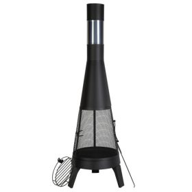   VEVOR Chiminea, 20 hüvelykes kültéri fatüzelésű tűzrakóhely, kúpos kandalló grillezéshez és melegedéshez, kültéri fa tűzrakóhely grillhálóval, kéménybevonattal és rozsdamentes chiminea fedéllel, teraszra, kertbe, hátsó udvarba