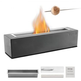   VEVOR asztali tűzrakóhely, 15 hüvelykes beton asztali kandalló beltéri és kültéri dekorációhoz, hordozható alkoholos égő Smores készítő, terasz-erkélyhez, tűzoltó készülék fedelével, négyzet alakú világos szürke