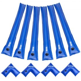   VEVOR medencetakaró vízzsák készlet, 6 db-os csomag, 2400 mm-es, egykamrás medencetakaró vízzsákok és 4 sarokcső, 0,4 mm vastag PVC zsáksúlyok szivárgásmentes szeleppel, téli, földbe süllyesztett úszómedence-takarásokhoz