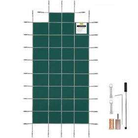   VEVOR medencebiztonsági takaró 18x36 lábas téglalap alakú, süllyesztett medencékhez, biztonsági medencetakaró 4x10 lábas középső lépcsővel, hálós, tömör medencetakaró vízelvezető lyukakkal úszómedencéhez, téli biztonsági takaró, z