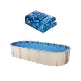  VEVOR 12 x 24 lábas ovális medencefólia, átfedéses stílusú föld feletti medencefóliák, 48-54 hüvelykes falmagasság, tartós medencefólia, szabványos vastagságú vinil, acél oldalú föld feletti medencékhez