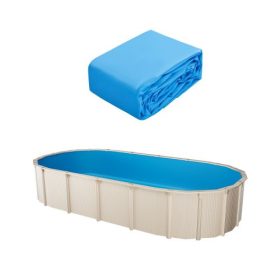   VEVOR ovális medencefólia, 22 x 12,3 láb, úszómedence-fólia, standard vastagság, tartós vinil medencefólia, átfedő stílusú, medencefólia-csere 52 hüvelykes falmagasságú, talaj feletti medencéhez, egyszínű