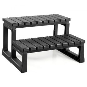   VEVOR pezsgőfürdő lépcső, 2 lépcsős kültéri medencelépcső, strapabíró, 599,5 mm széles, föld feletti/felfújható PP medencelétra 145,2 kg teherbírással, többcélú használatra verandára, teraszra, fedélzetre, lakókocsikhoz, fekete