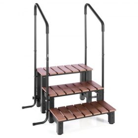   VEVOR pezsgőfürdő lépcső korláttal, 3 lépcsős kültéri medence lépcső, strapabíró, 640,1 mm széles, föld feletti/felfújható medencelétra 249,5 kg teherbírással, többcélú használatra verandára, teraszra, fedélzetre, utánfutókra