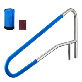   VEVOR medencekorlát, 137,1 x 81,3 cm-es medencekorlát, 100 kg teherbírású, strapabíró 304 rozsdamentes acél úszókorlát, levehető, csúszásgátló hüvely, süllyesztett vagy talpra szerelhető, medence mellé, víziparkokba