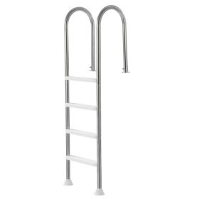   VEVOR medencelétra, 4 lépcsős, dupla korláttal, csúszásgátló, nagy teherbírású lépcsőkkel, rozsdamentes acél teherbírás 127 kg, 137 cm-es, süllyesztett medencékhez, beépített deszkával, beltéri és kültéri használatra