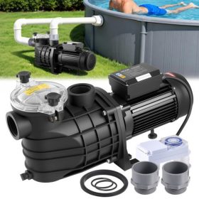   VEVOR medenceszivattyú, 3000 W, 35 000 l/óra maximális áramlás, egysebességes úszómedence-szivattyú, AC 220-240V, 2860 RPM, 19 m maximális emelőmagasság, 24 órás időzítővel és szűrőkosárral, föld feletti és földbe süllyesztett med
