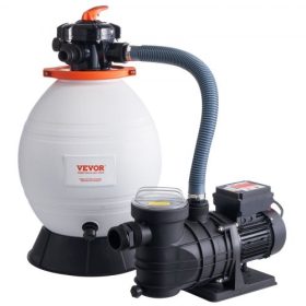   VEVOR homokszűrő szivattyú föld feletti medencékhez, 400 mm/16 hüvelykes, 18 000 l/óra, 850 W-os medenceszivattyú rendszer és szűrők kombinált szett 6 utas többportos szeleppel és szűrőkosárral, lakossági és kereskedelmi medencékh
