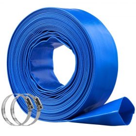   VEVOR visszamosó tömlő, 2 hüvelyk x 50 láb, strapabíró PVC lapos medence leeresztő tömlő bilincsekkel, időjárás- és robbanásálló, kompatibilis szivattyúkkal, homokszűrőkkel, úszómedencék szennyvízelvezetéséhez, kék