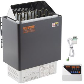   VEVOR 9KW-os elektromos száraz szaunakályha, külső vezérlővel, rozsdamentes acél, 9-13 m3-es helyiségbe