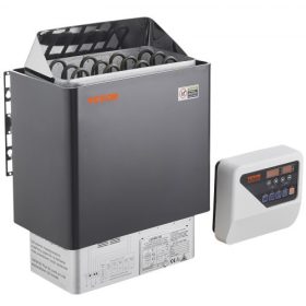   VEVOR szaunakályha, 6 kW-os elektromos szaunakályha, 400 V-os 3N hordozható beltéri/kültéri szaunakályha 3 órás időzítővel, digitális vezérlővel 5-9 m³-es otthoni, kereskedelmi szállodai, wellness-zuhanyzós használatra, max. 110 ℃