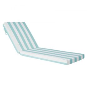   VEVOR nyugágypárna, 203x66x9,8 cm, 2 db-os kültéri nyugágypárna szett, vízálló és fakulásálló nyugágypárnák megkötőkkel, terasz nyugágypárnák medence teraszra, zöld és fehér csíkos