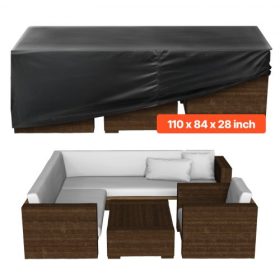   VEVOR teraszbútor-takaró, 420D nagy teherbírású, vízálló kültéri étkezőasztal és székek huzata, nagy téglalap alakú teraszasztal-takarók szellőzőnyílással minden időjárási viszonyra, 279H x 213SZ x 71M cm, fekete