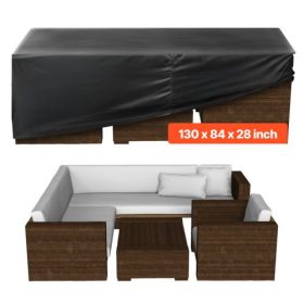   VEVOR teraszbútor-takaró, 420D nagy teherbírású, vízálló kültéri étkezőasztal és székek takarása, nagy téglalap alakú teraszasztal-takarók szellőzőnyílással minden időjárási viszonyra, 330H x 214SZ x 71M cm, fekete