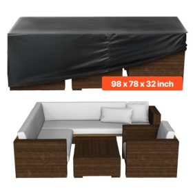   VEVOR teraszbútor-takaró, 420D nagy teherbírású, vízálló kültéri étkezőasztal és székek takarása, nagy téglalap alakú teraszasztal-takarók szellőzőnyílással minden időjárási körülményhez, 249H x 198SZ x 81M cm, fekete