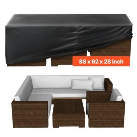   VEVOR teraszbútor-takaró, 420D nagy teherbírású, vízálló kültéri étkezőasztal és székek takarója, nagy téglalap alakú teraszasztal-takarók szellőzőnyílással minden időjárási viszonyra, 224H x 158SZ x 71M cm, fekete