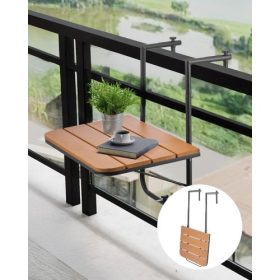   VEVOR erkélyfüggő asztal, 25 x 24 hüvelykes összecsukható erkélykorlát asztal, kültéri erkélybár asztal korláthoz, 4 szinten állítható, 1 "-től 8,27"-ig terjedő korláthoz illeszkedik, teraszra és fedélzetre szolgáló tálalóasztal