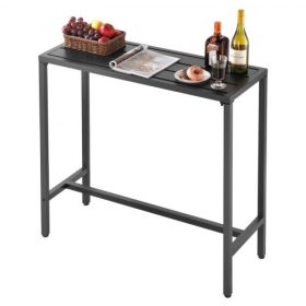   VEVOR kültéri bárasztal, 100 x 37,5 cm terasz bárasztal, vízálló tetejű és masszív fém váz, téglalap alakú pultmagasságú étkezőasztalok, kültéri bútorok erkélyre, udvarra, pezsgőfürdőbe, medence mellé, beltéri használatra