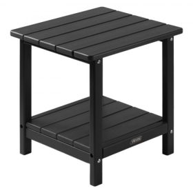   VEVOR kültéri dohányzóasztal, 450Sz x 380M x 440M mm, Dupla rétegű HDPE kültéri asztal a könnyű karbantartásért, Ellenáll a zord időjárásnak, Alkalmas teraszra, medencére, strandra, verandára, beltéri, hátsó udvarba, fekete