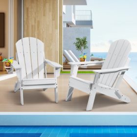   VEVOR Adirondack szék műanyag, 2 db-os szett, minden időjárási körülmény között hordozható, összecsukható tűzrakóhely-szék, kültéri Adirondack teraszszék pohártartóval, pihentető karfával, ergonomikus, kertbe, hátsó udvarba - fehé