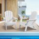VEVOR Adirondack szék műanyag, 2 db-os szett, minden időjárási körülmény között hordozható, összecsukható tűzrakóhely-szék, kültéri Adirondack teraszszék pohártartóval, pihentető karfával, ergonomikus, kertbe, hátsó udvarba - fehé
