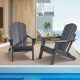 VEVOR Adirondack szék műanyag, 2 db-os szett, minden időjárási körülmény között hordozható, összecsukható tűzrakóhely-szék, kültéri Adirondack teraszszék pohártartóval, pihentető karfával, ergonomikus, kertbe, hátsó udvarba - szür