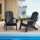 VEVOR Adirondack szék műanyag, 2 db-os szett, minden időjárási körülmény között hordozható, összecsukható tűzrakóhely-szék, kültéri Adirondack teraszszék pohártartóval, pihentető karfával, ergonomikus, kertbe, hátsó udvarba - feke