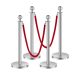 VEVOR oszlopsor, 4 db-os tömegirányító akadálykészlet 2 piros bársonykötéllel, 5 láb rozsdamentes acél ezüst oszlopsor homokbefecskendező üreges talppal színházba, partira, esküvőre, kiállításra
