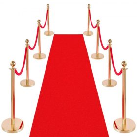   VEVOR oszloposzlop, 8 db-os tömegszabályozó akadálykészlet vörös szőnyeggel, 6 piros bársonykötél, rozsdamentes acél arany oszlopsor üreges talppal színházhoz, partihoz, esküvőhöz, kiállításhoz (arany)