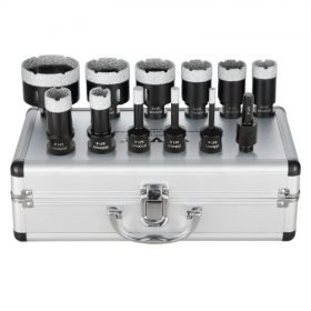   VEVOR gyémánt magfúró készlet, 11 darabos 6/8/10/20/25/28/32/35/45/50/65 mm-es gyémánt lyukfűrész készlet, M14 csatlakozóval és tárolótáskával száraz és nedves fúráshoz, gyémánt fúrófejek csempe-kerámiához