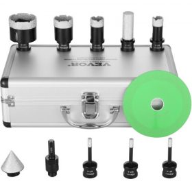   VEVOR gyémánt magfúró készlet, 7 db-os 6/6/6/20/25/35/50 mm-es gyémánt lyukfűrész készlet, ujjmaró bittel, kúpos bites fűrészlappal és tárolótáskával száraz és nedves fúráshoz, gyémánt fúrók csempe-kerámiához