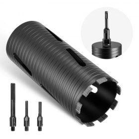   VEVOR magfúró, 102 mm átmérő, 241 mm fúrási mélység, M16 belső menet, gyémánt száraz magfúró 3 adapterrel, előfúróval és imbuszkulccsal, vasbetonhoz, vörös téglához és falazathoz