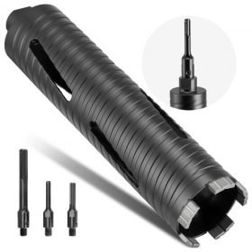   VEVOR magfúró, 64 mm átmérő, 241 mm fúrási mélység, M16 belső menet, gyémánt száraz magfúró 3 adapterrel, előfúróval és imbuszkulccsal, vasbetonhoz, vörös téglához és falazathoz